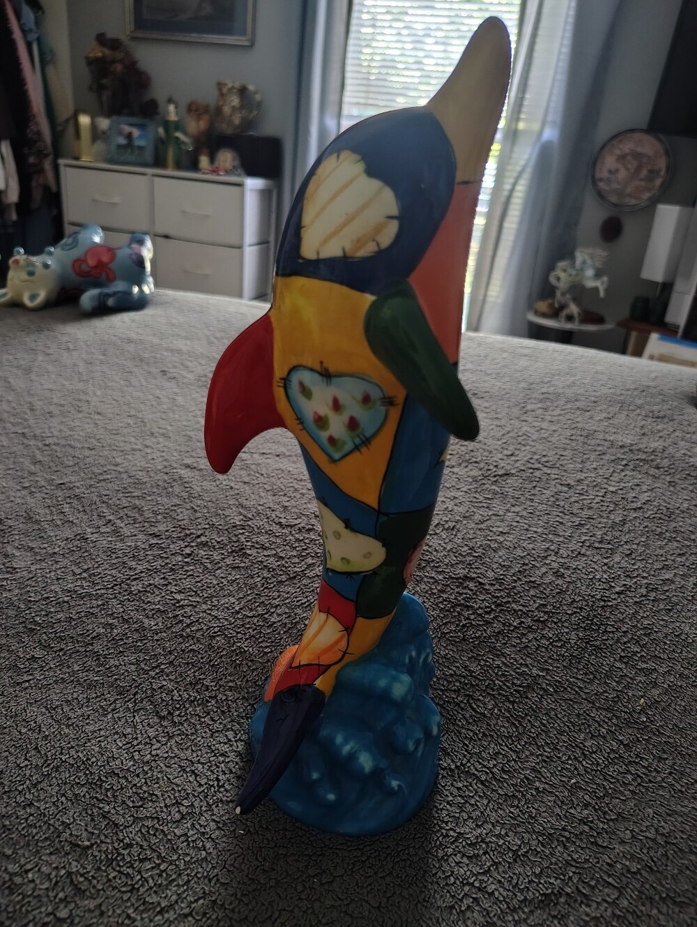 Large 11 7/8 Talavera Mexican folk Art Dolphin